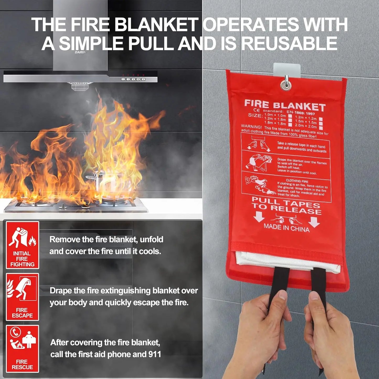 Fire Guard Safety Blanket 1X1m 1pcs
